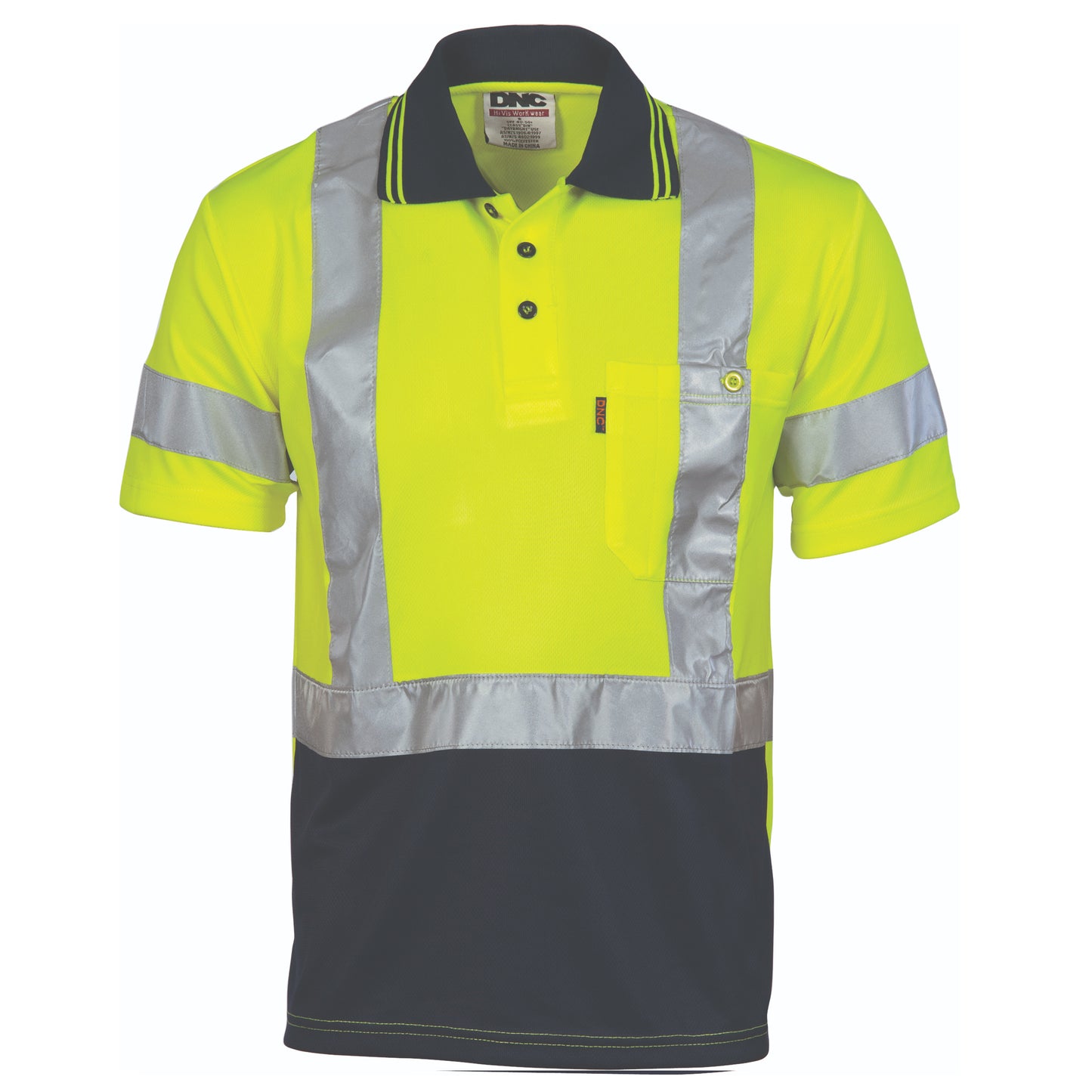 Hivis D/N Cool Breathe Polo Shirt With Cross Back R/Tape - Short Sleeve
