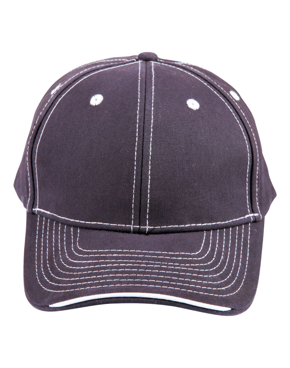 Premium Cotton Twill Contrast Trim Cap - Navy/White