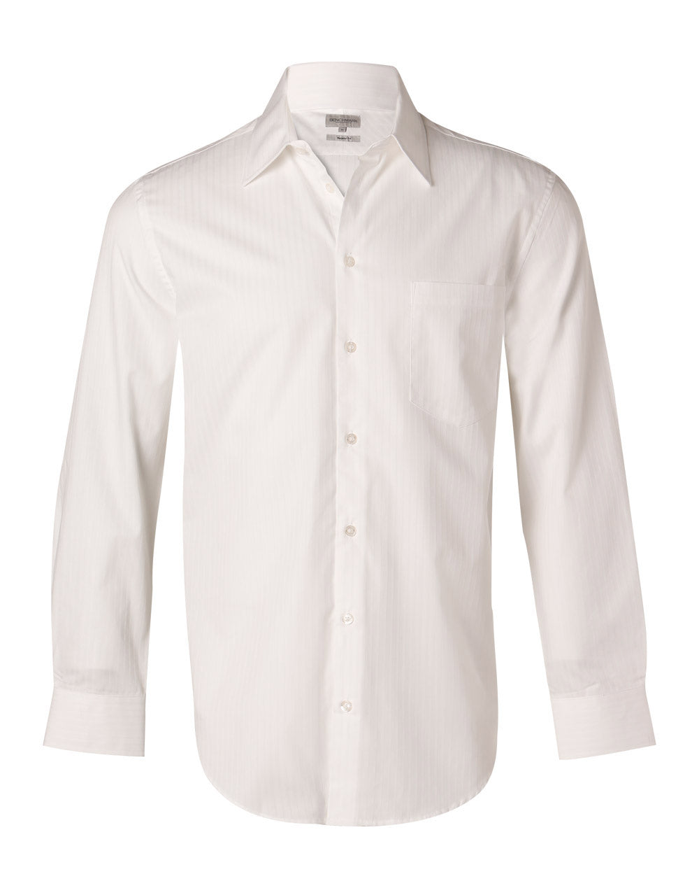 Men's Self Stripe L/S Shirt - White