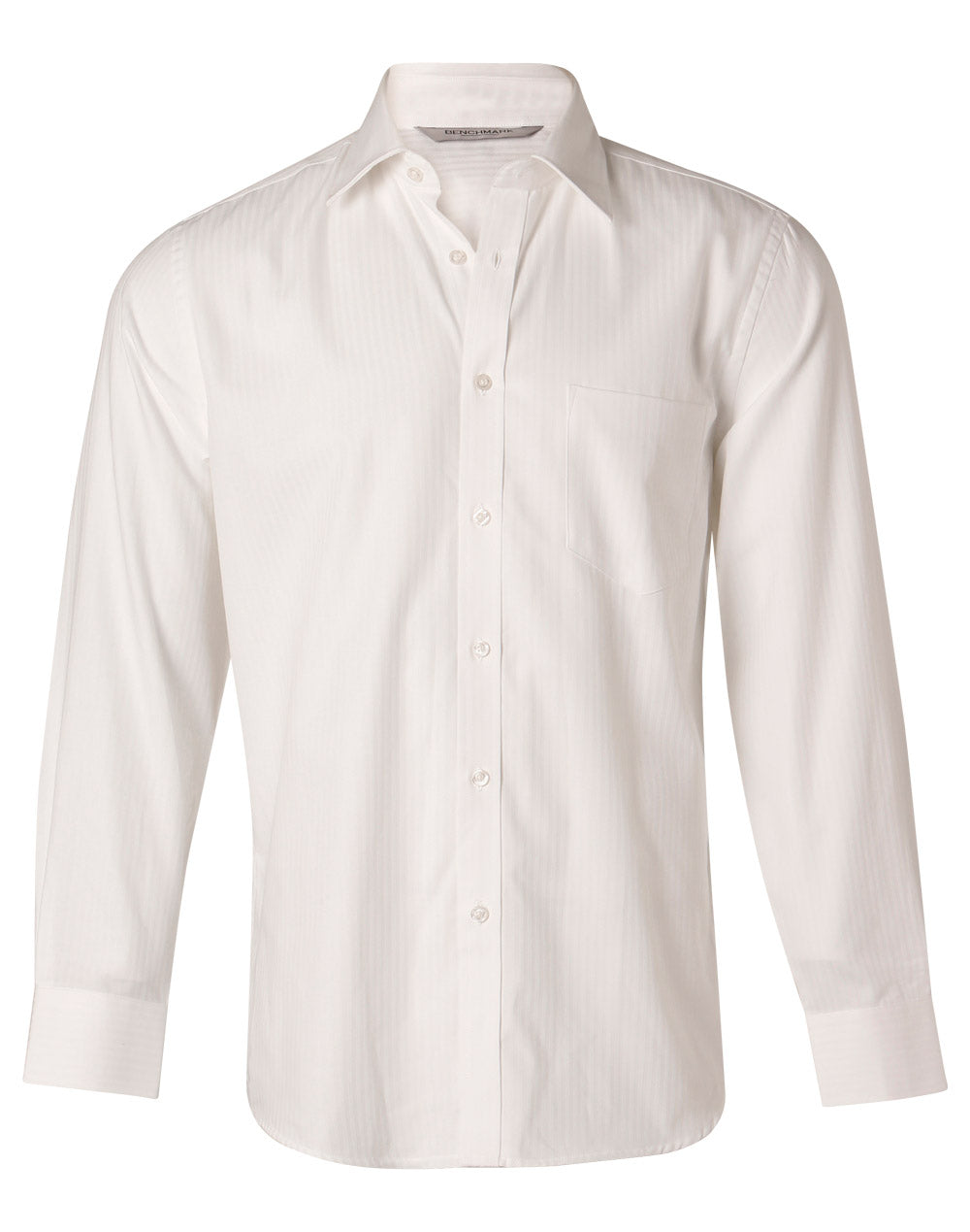 Men's Mini Herringbone Long Sleeve Shirt - White