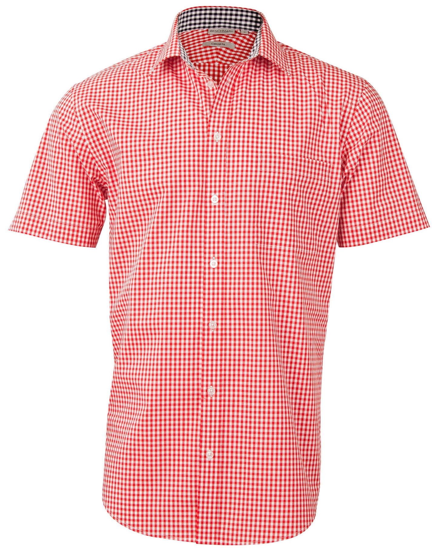 Men's Gingham Check S/S Shirt - Red/White