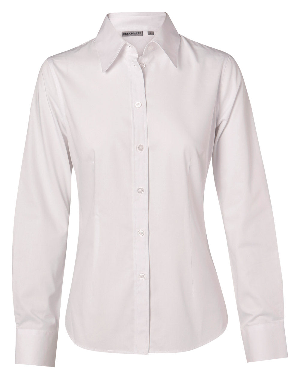 Women's Cotton/Poly Stretch L/S Shirt - White