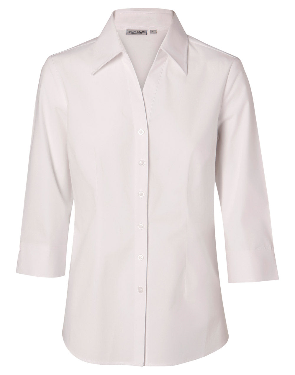 Women's Fine Twill 3/4 Sleeve Shirt - White