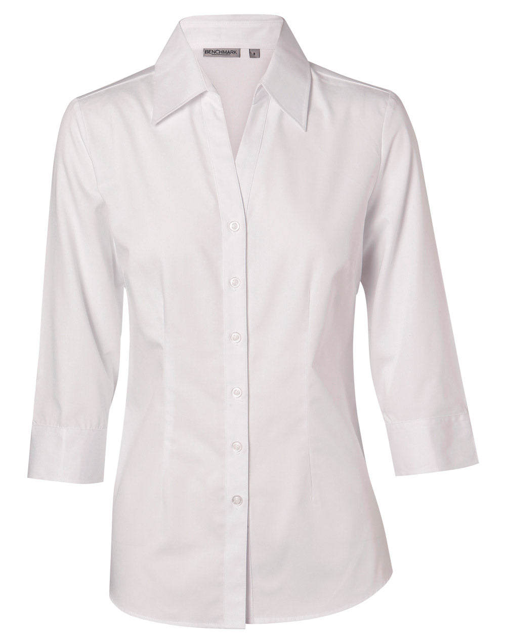 Women's CVC Oxford 3/4 Sleeve Shirt - White