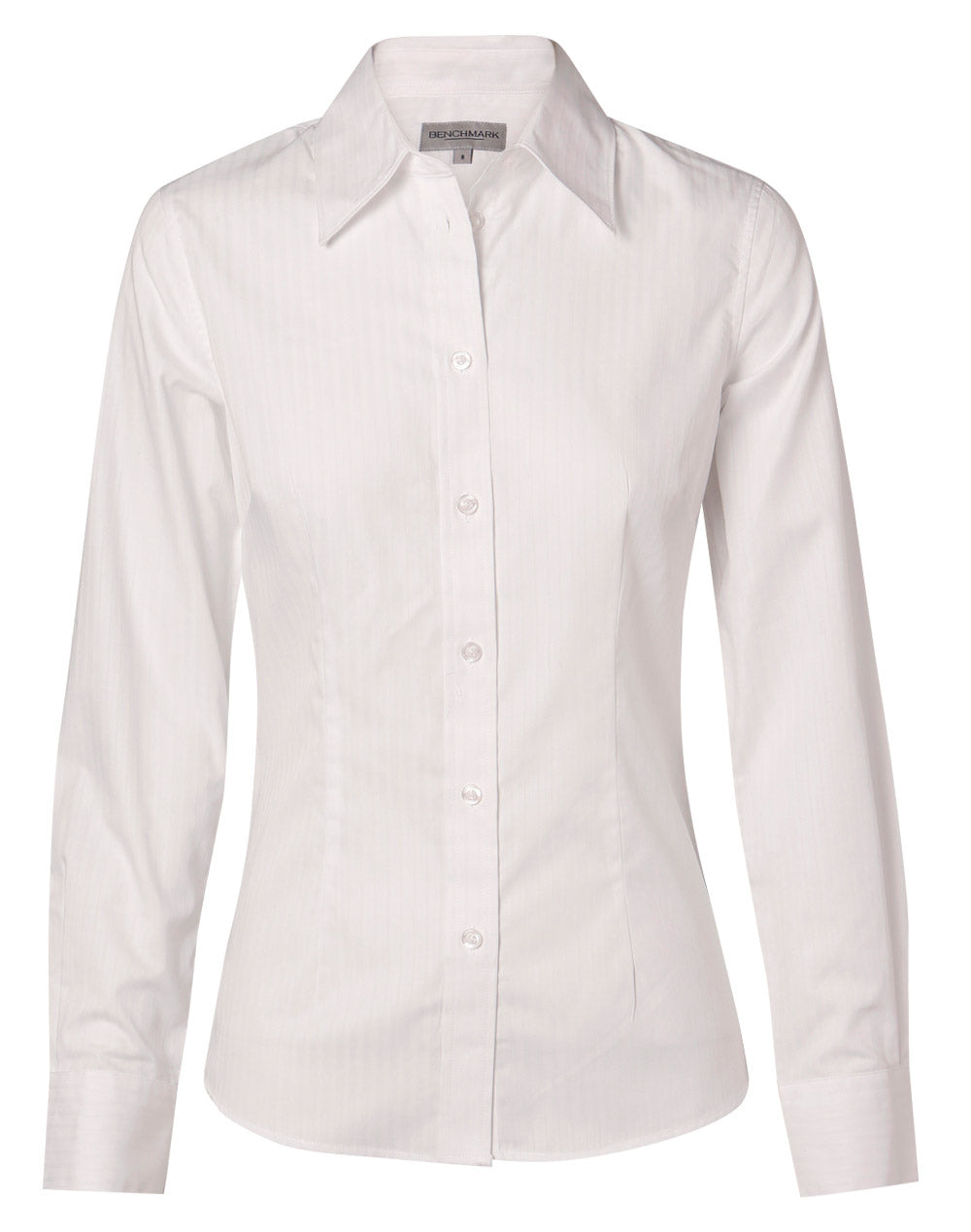 Women's Self Stripe L/S Shirt - White