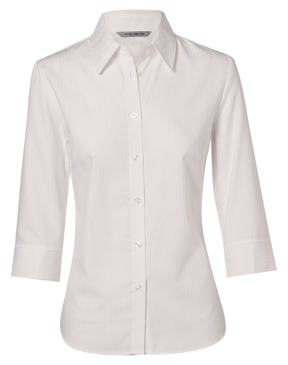 Women's Mini Herringbone 3/4 Sleeve Shirt - White