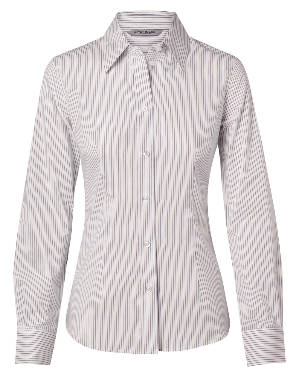 Women's Ticking Stripe L/S Shirt - White/Grey