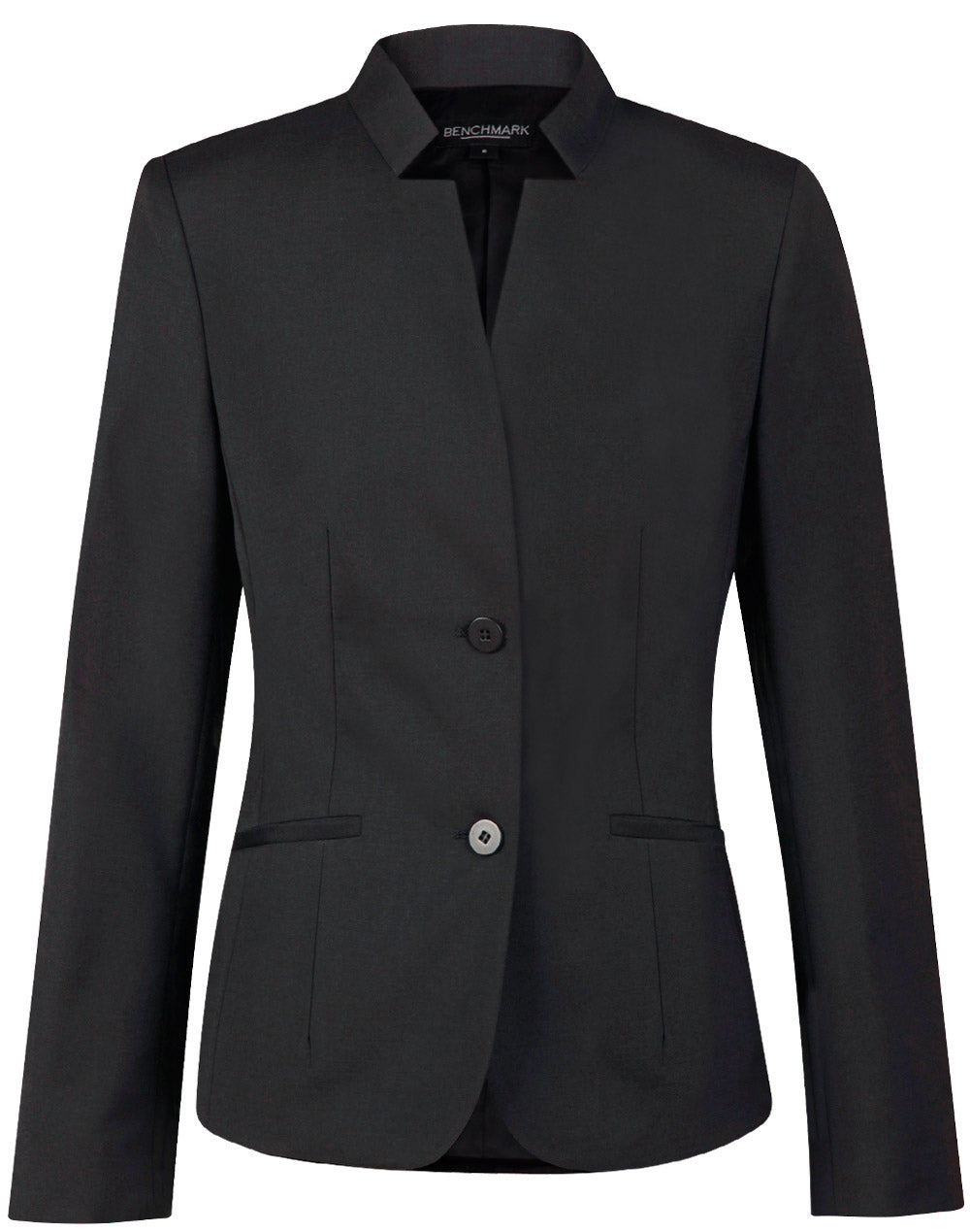 Ladies' Wool Blend Stretch Reverse Lapel Jacket - Charcoal