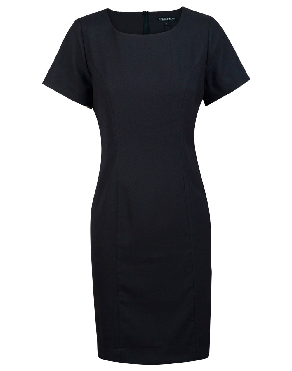 Ladies' Poly/Viscose Stretch, Short Sleeve Dress - Charcoal