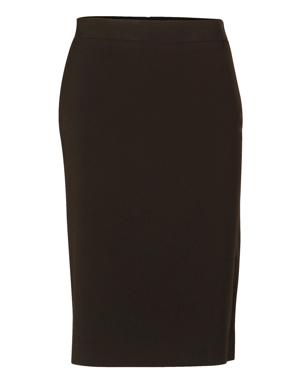 Women's Mid Length Lined Pencil Skirt in Poly/Viscose Stretch Stripe - Black/Charcoal