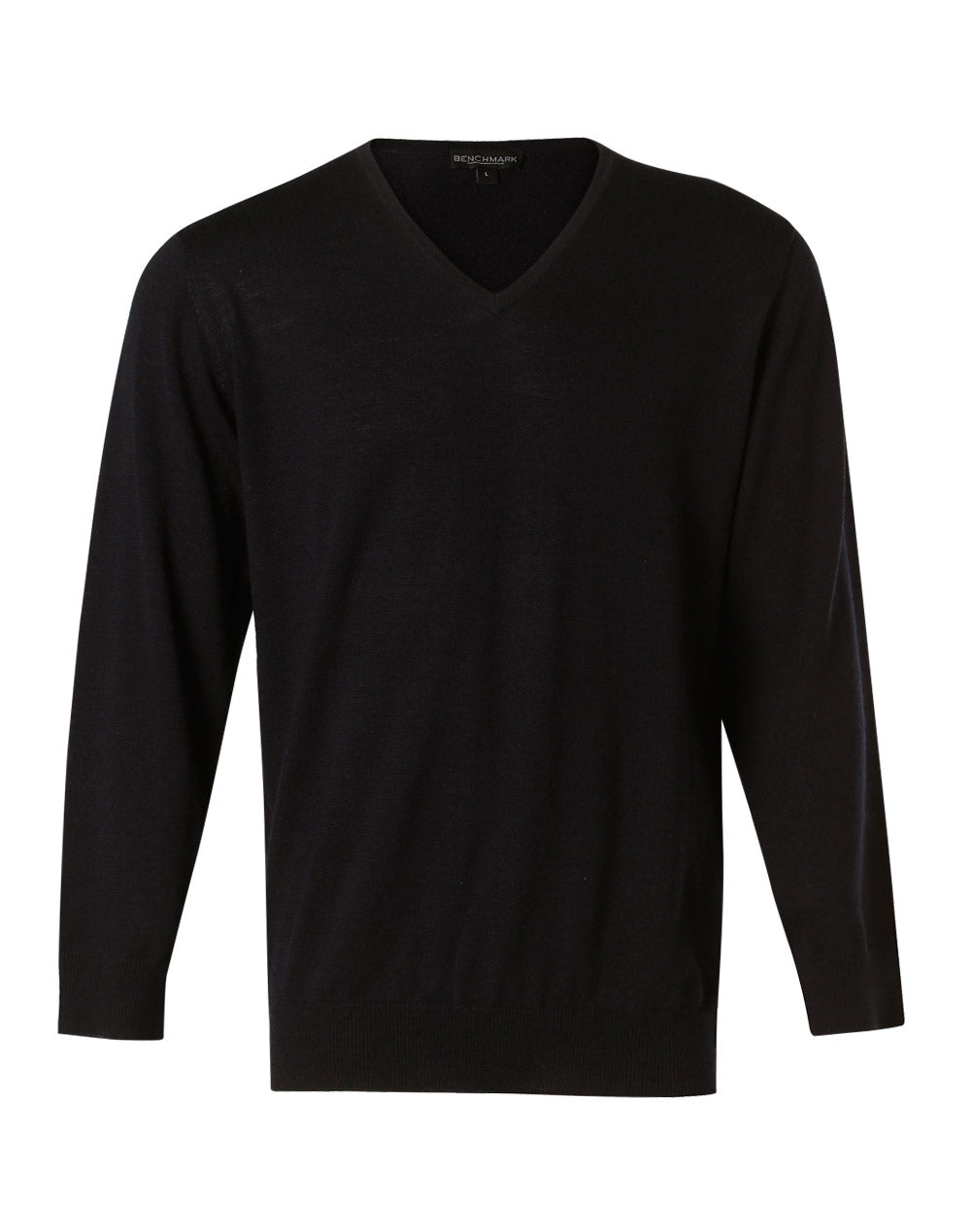 Men's 100% Merino Wool V Neck L/S Sweater - Navy