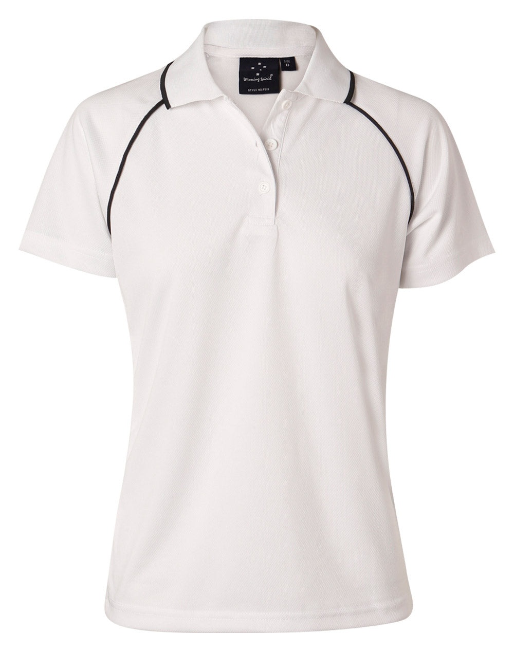 ladies cooldry raglan S/S polo - White/Navy