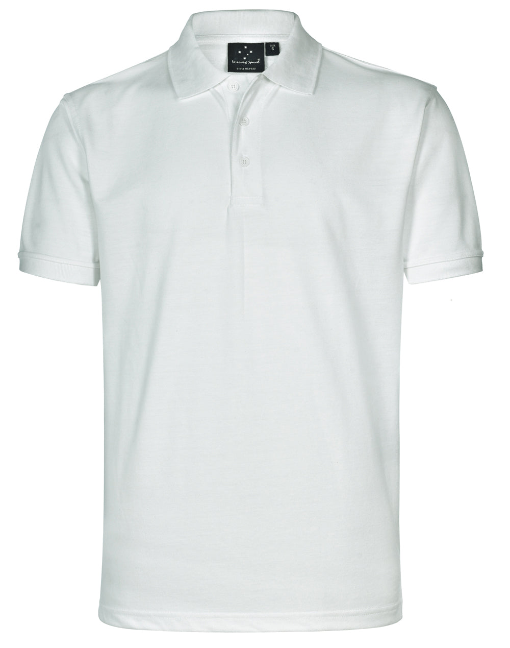 mens tight pique knit S/S polo - White