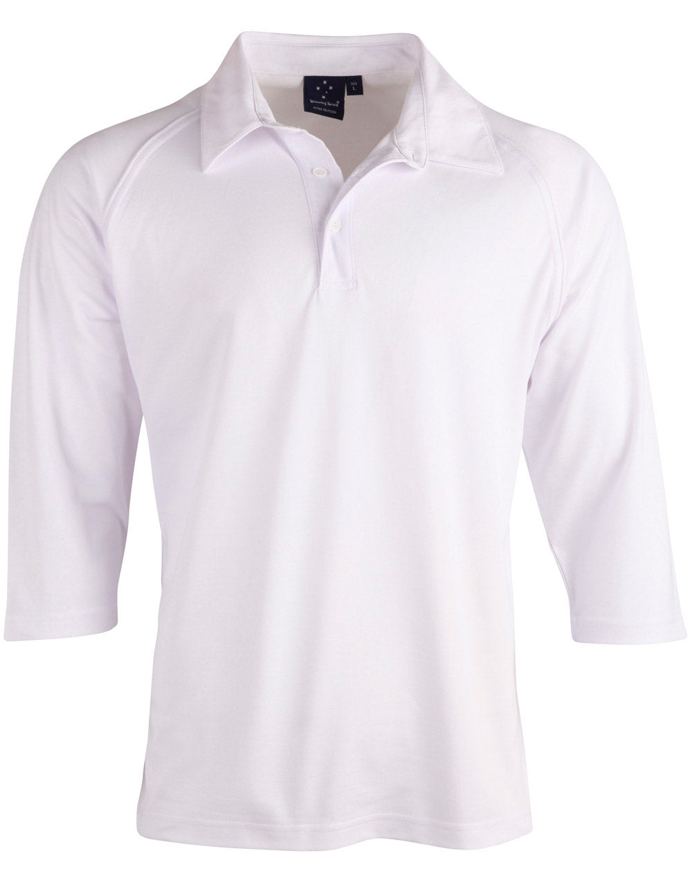 Mens 3/4 sleeve cricket polo - White
