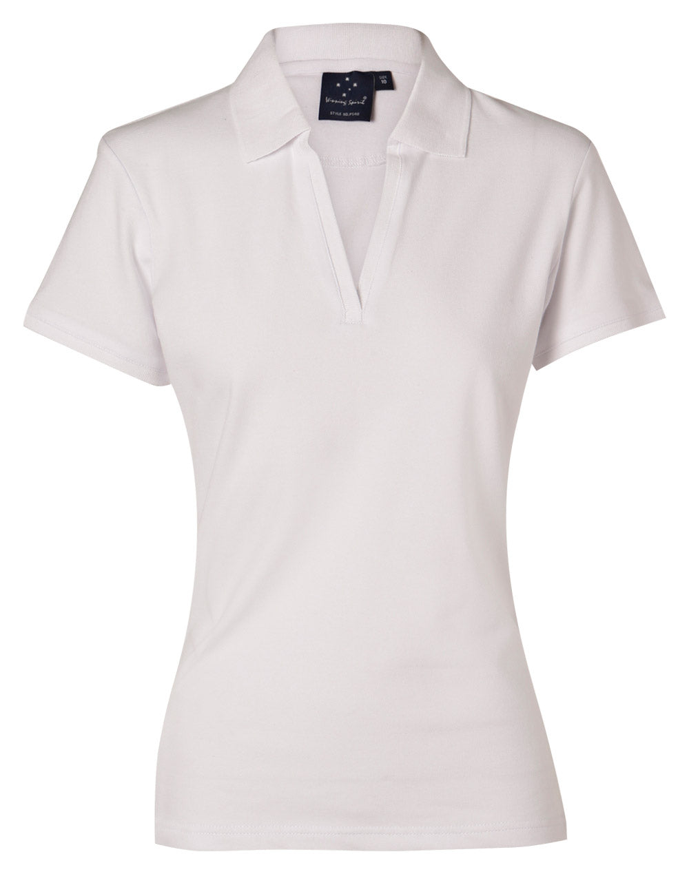 ladies S/S pique polo - White