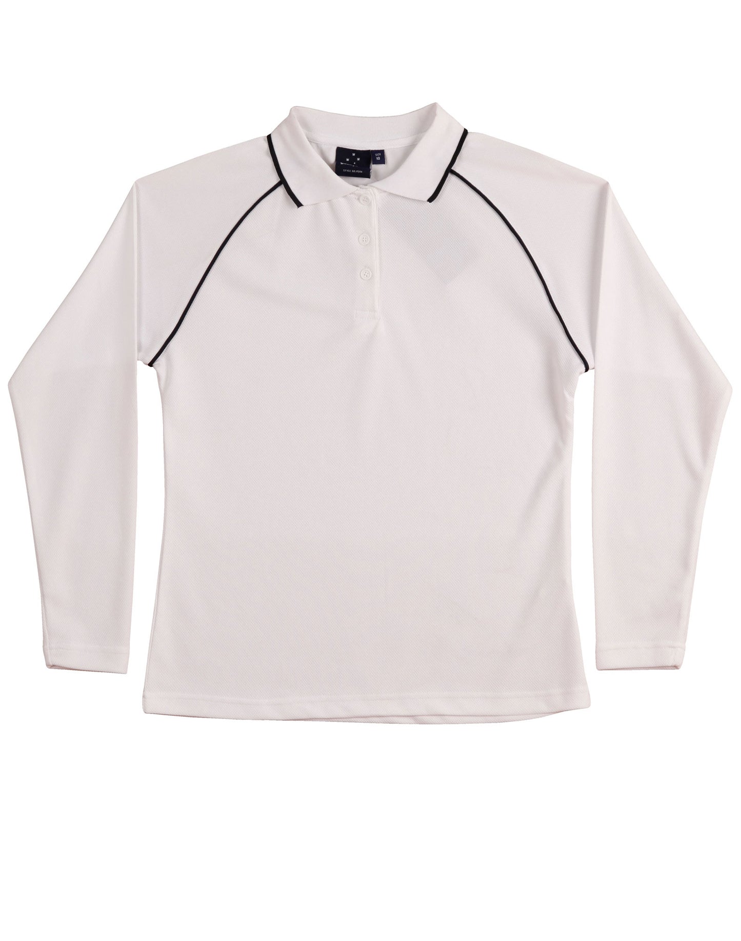 Ladies' cooldry raglan L/S polo - White/Navy