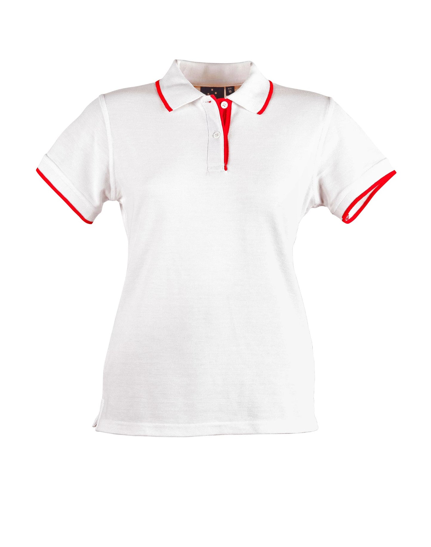 Ladies' Poly/Cotton Contrast Pique S/S Polo - White/Red