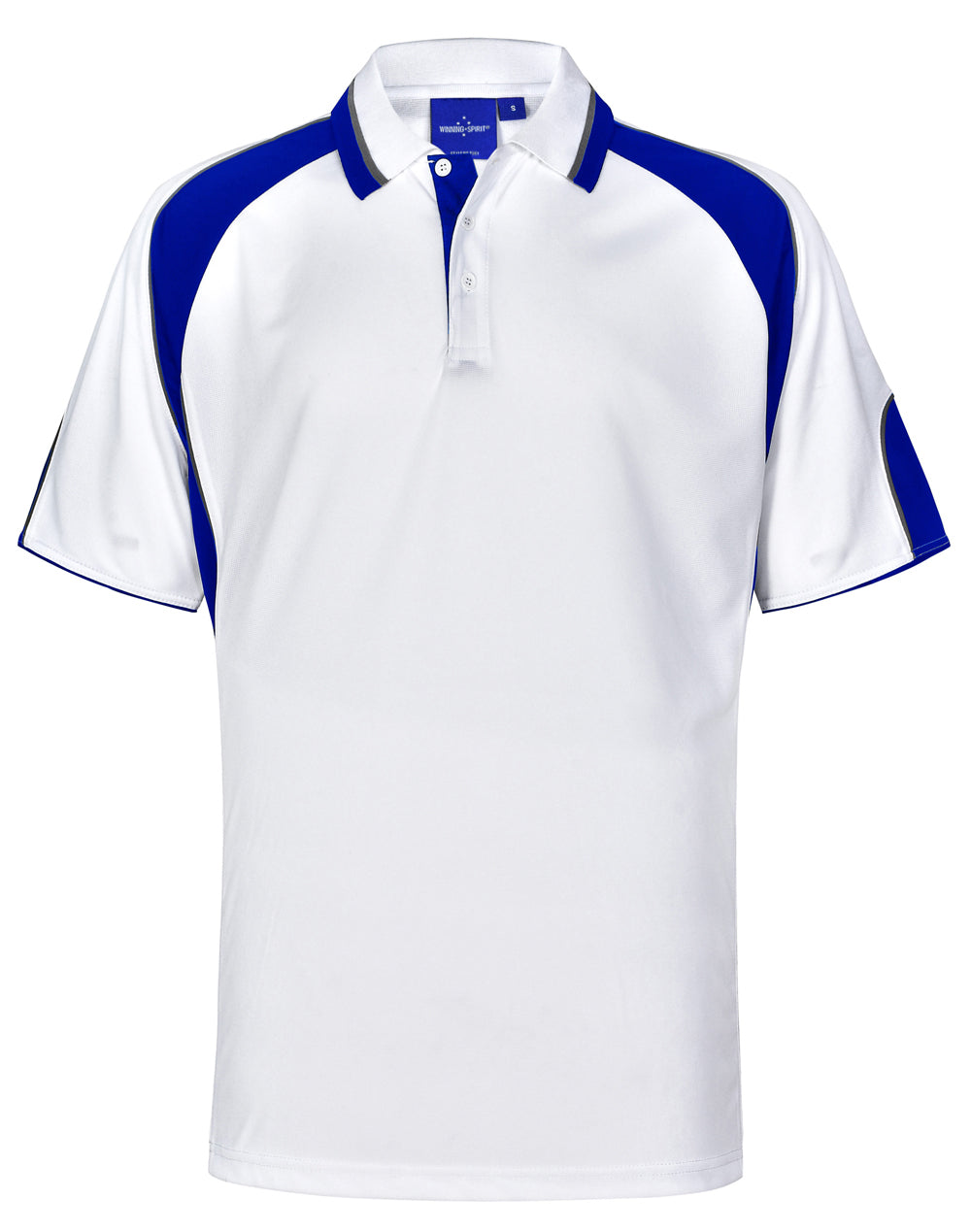 Men's Cooldry Contrast Polo With Sleeve Panel - White/Royal