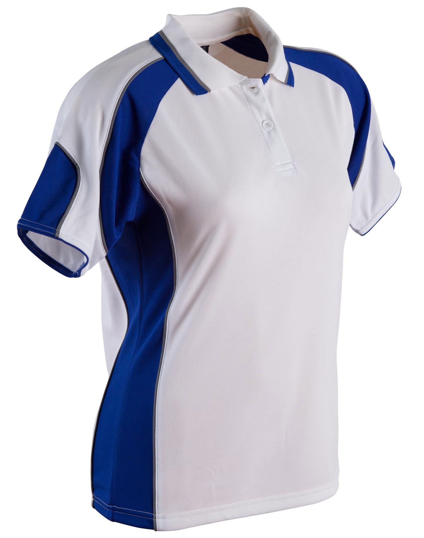 Ladies' Cooldry Contrast Polo With Sleeve Panel - White/Royal