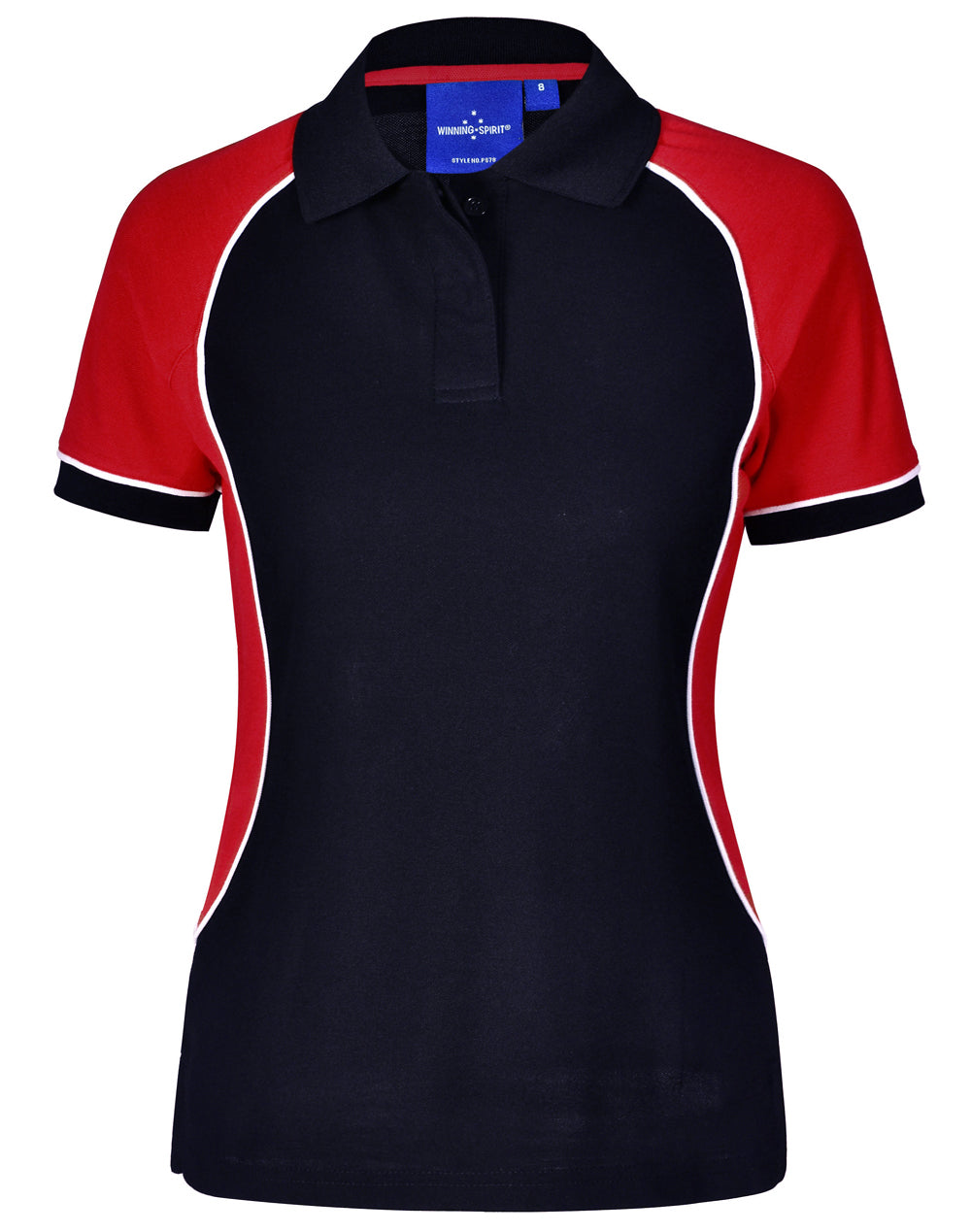 Ladies' TrueDry Tri-colour S/S Pique Polo - Navy/White/Red