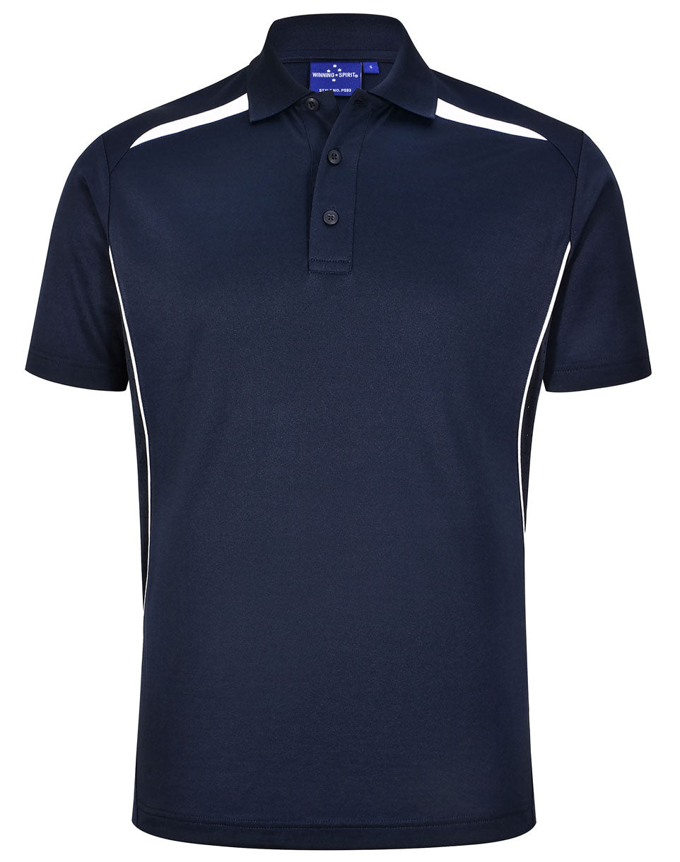 Men's Sustainable Poly/Cotton Contrast S/S Polo - Navy/White