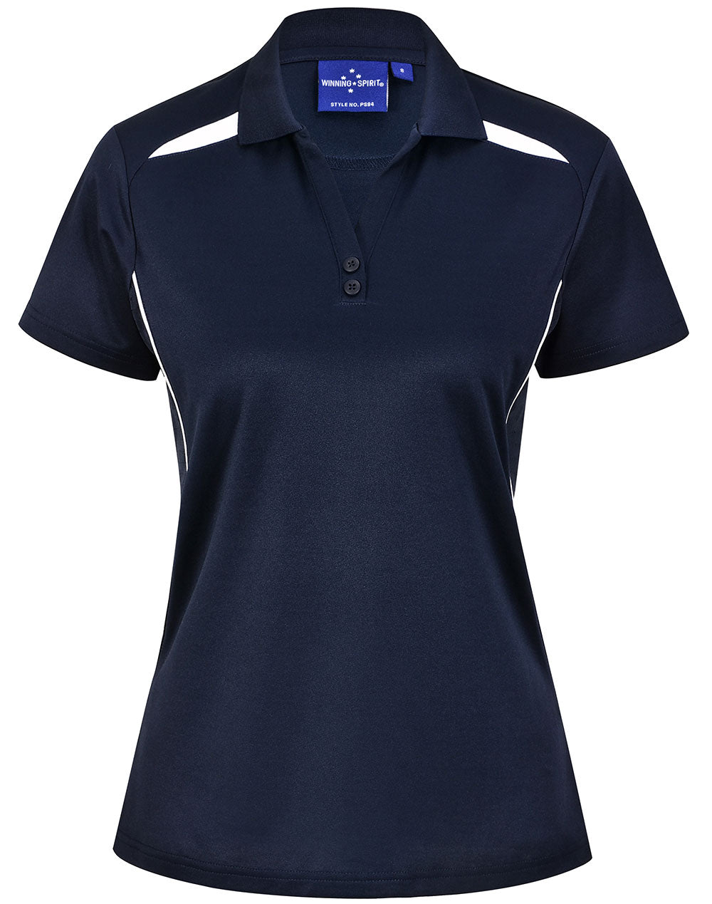 Ladies' Sustainable Poly/Cotton Contrast S/S Polo - Navy/White