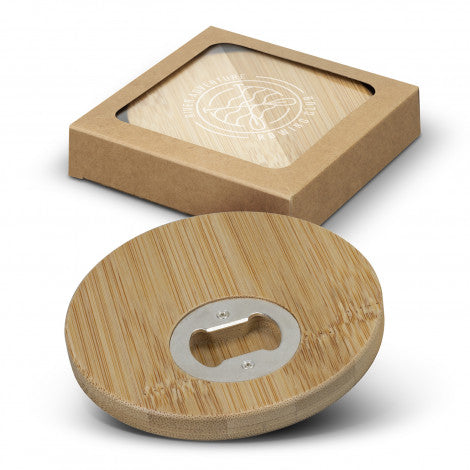 Bamboo Bottle Opener Coaster - Set of 2 - Round