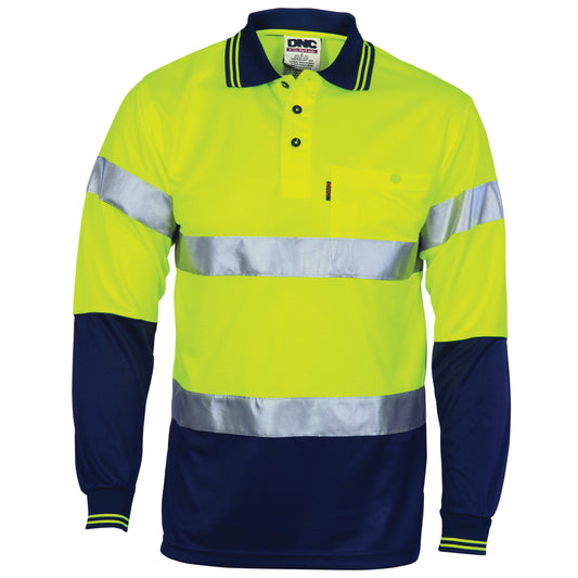 HiVis D/N Cool Breathe Polo Shirt With CSR R/Tape - Long Sleeve
