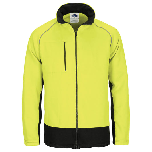 HIVIS 2 TONE FULL ZIP FLEECY SWEAT SHIRT WITH TWO SIDE ZIPPED POCKETS
