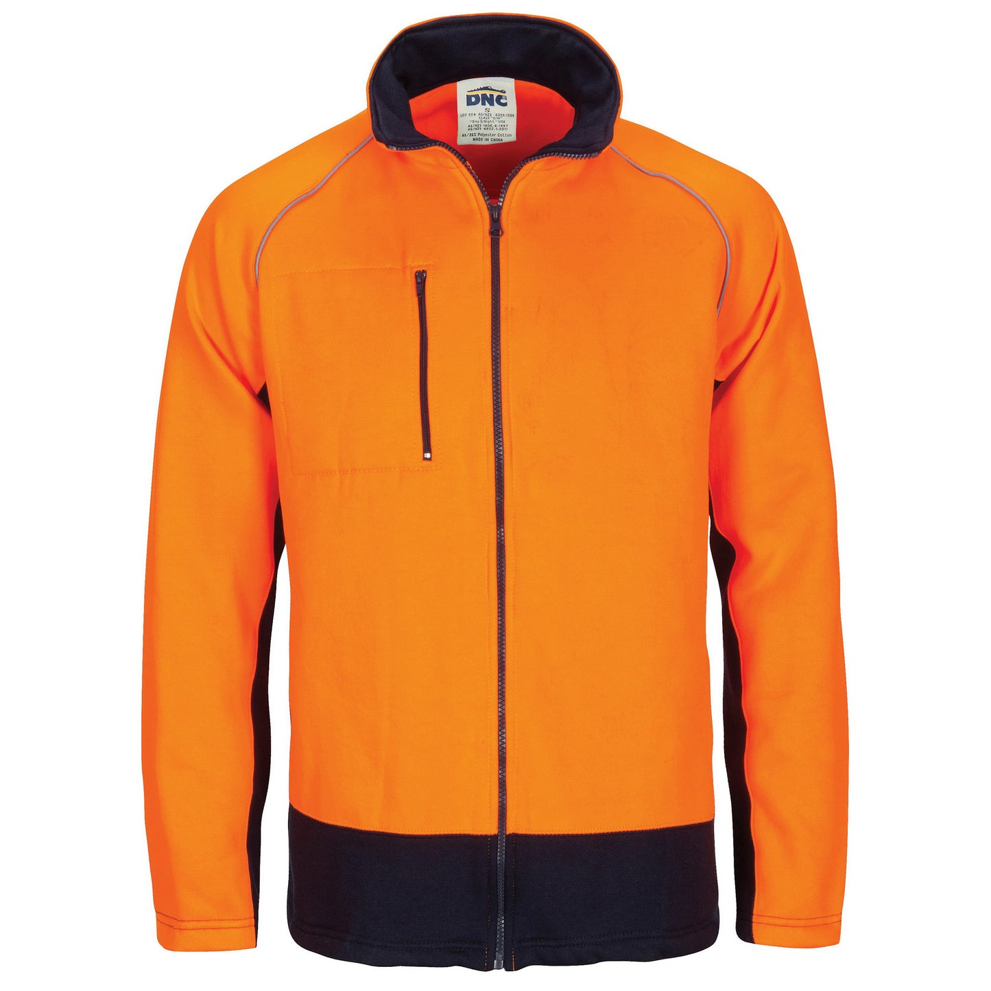 HIVIS 2 TONE FULL ZIP FLEECY SWEAT SHIRT WITH TWO SIDE ZIPPED POCKETS
