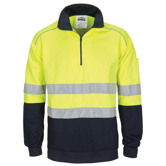 HiVis 1/2 Zip Fleecy with Hoop Pattern CSR Reflective Tape