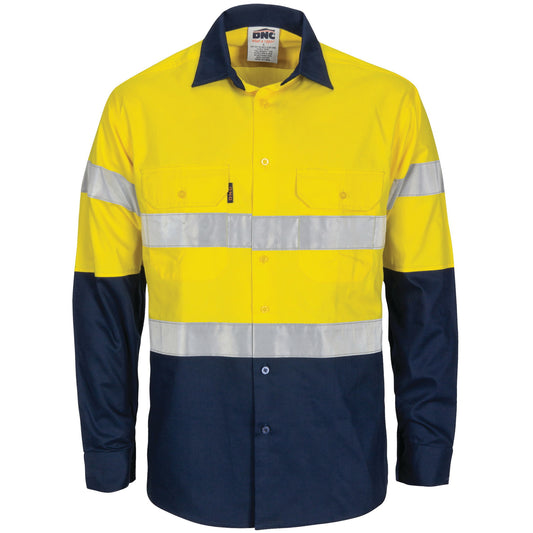 HiVis R/W Cool-Breeze T2 Vertical Vented Cotton Shirt with Gusset Sleeves, Generic R/Tape - Long Sle