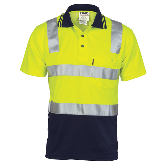Cotton Back HiVis Two Tone Polo Shirt with CSR R/ Tape - Short sleeve