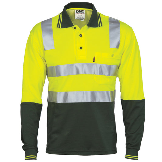 Cotton Back HiVis Two Tone Polo Shirt with CSR R/ Tape - L/S