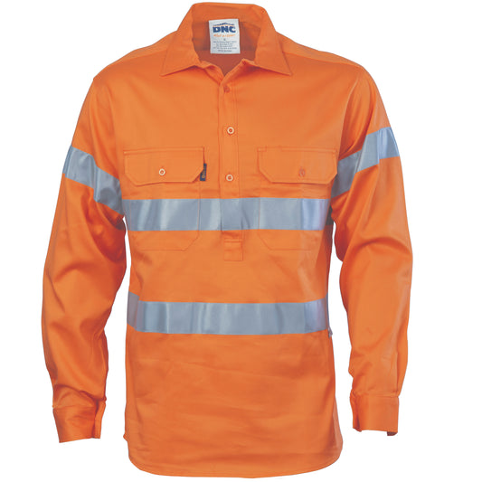 HiVis Close Front Cotton Drill
Shirt with 3M R/Tape