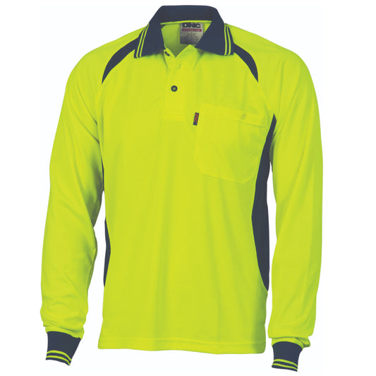 Cool-Breeze Contrast Mesh Polo - long sleeve
