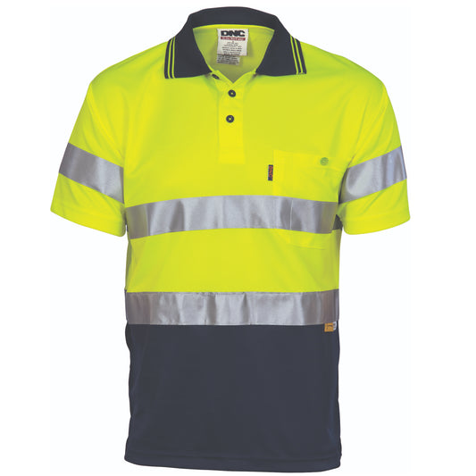 Hivis D/N Cool Breathe Polo Shirt With 3M 8906 R/Tape - Short Sleeve