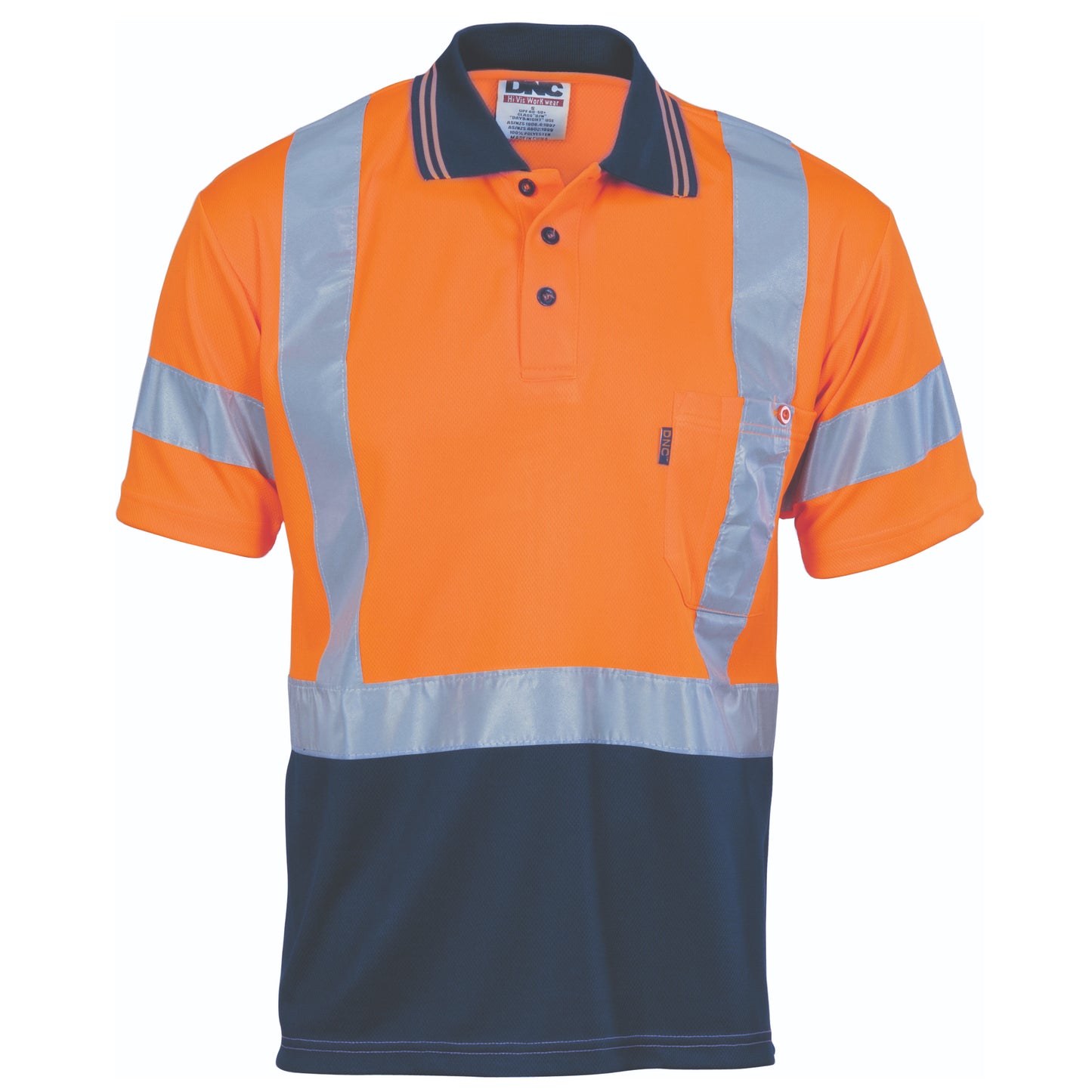 Hivis D/N Cool Breathe Polo Shirt With Cross Back R/Tape - Short Sleeve
