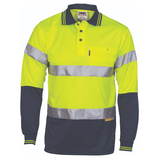 Hivis D/N Cool-Breathe Polo Shirt With 3M 8906 R/Tape - Long Sleeve