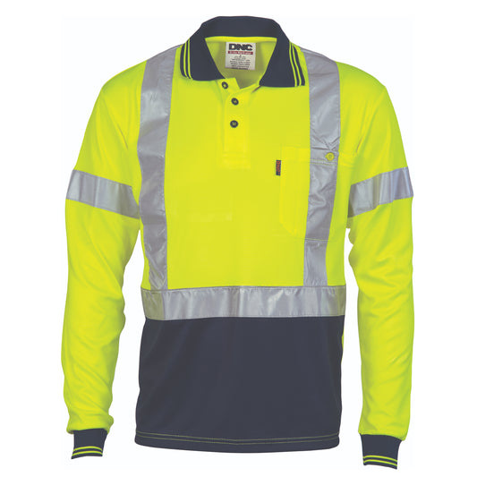 Hivis D/N Cool-Breathe Polo Shirt With Cross Back R/Tape - Long Sleeve
