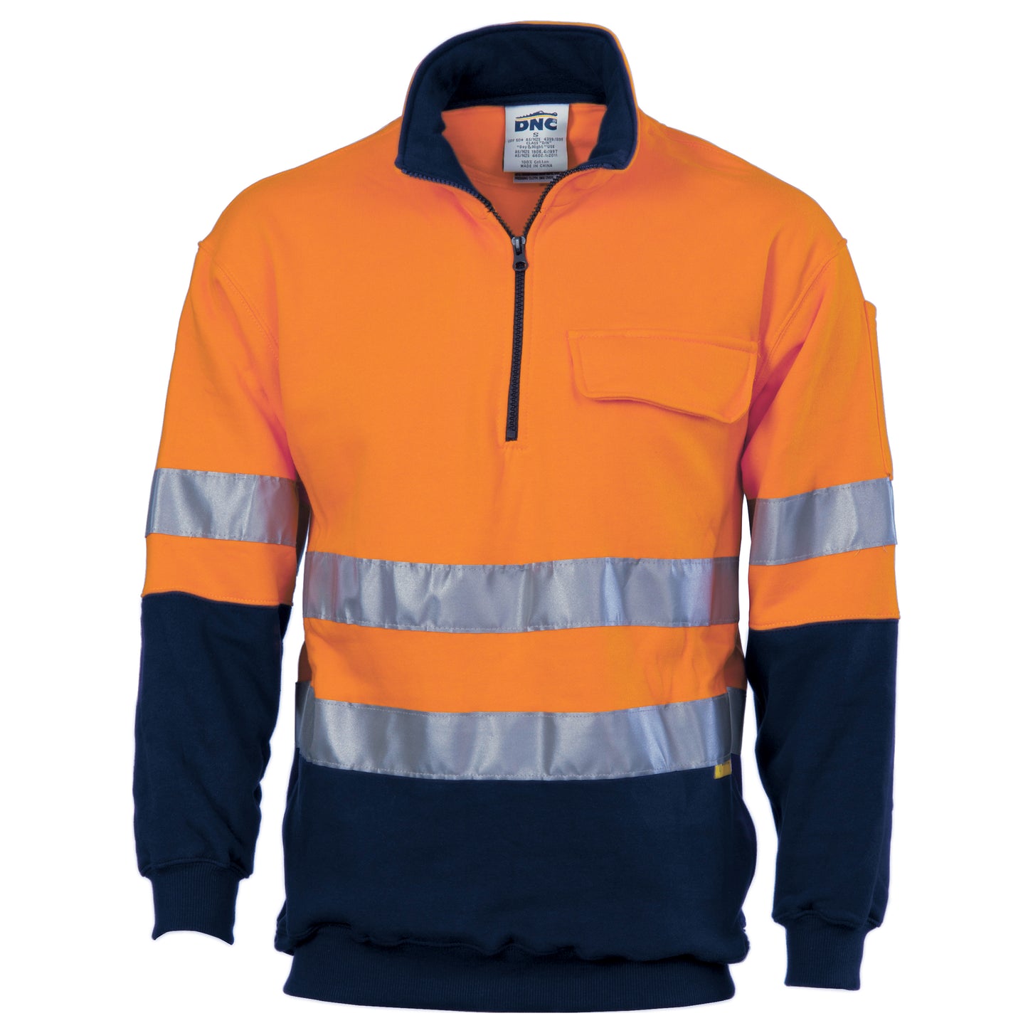 HiVis Two Tone 1/2 Zip Cotton Fleecy
Windcheater with 3M R/Tape
