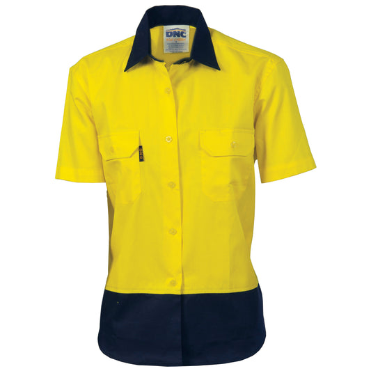 Ladies HiVis Two Tone Cotton
Drill Shirt - Short Sleeve