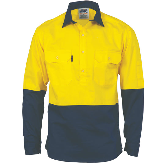 HiVis 2 Tone Cool-Breeze Close Front Cotton
Shirt - Long sleeve