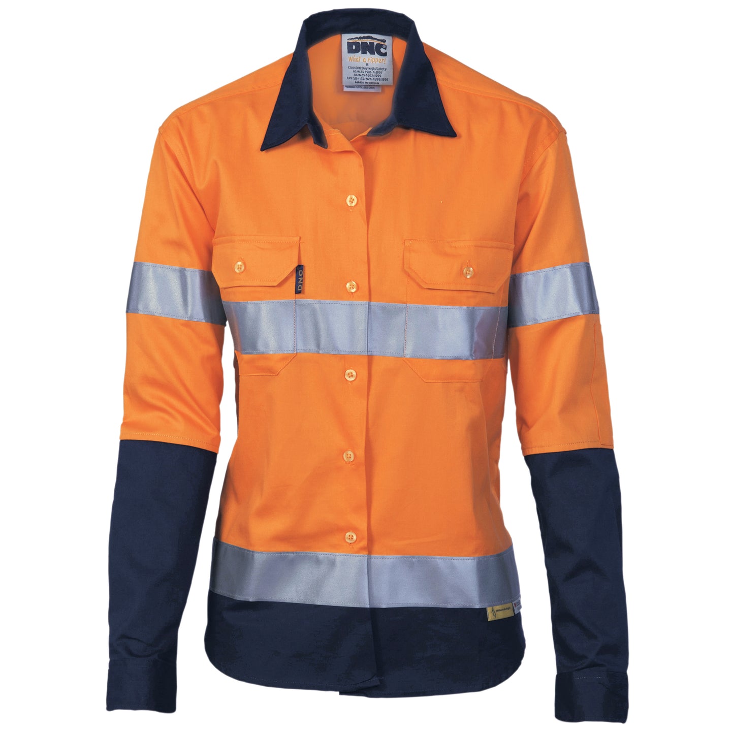 Ladies HiVis Two Tone Drill Sh irt
with 3M R/Tape - Long sleeve