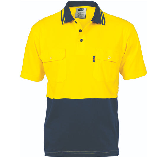 HiVis Cool-Breeze 2 Tone Cotton Jersey Polo
Shirt with Twin Chest Pocket - S/S