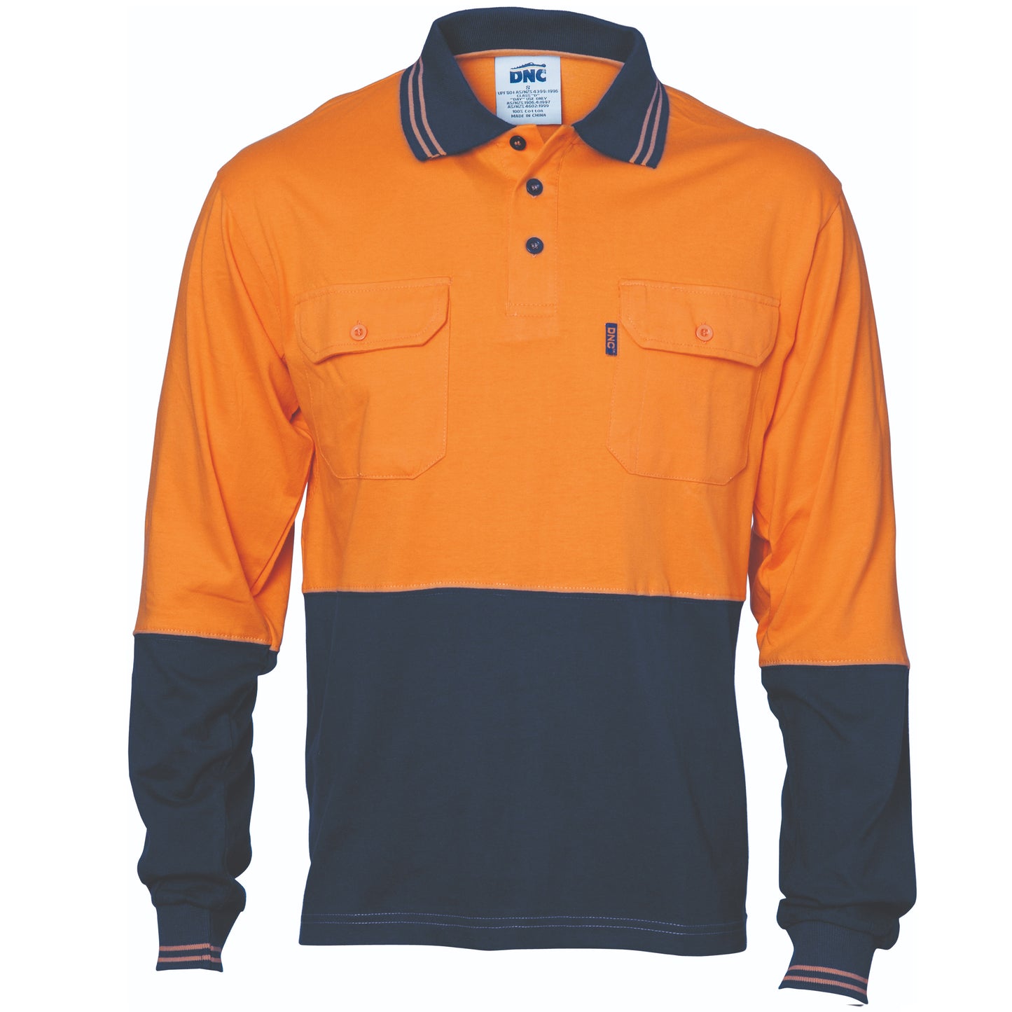 HiVis Cool-Breeze 2 Tone Cotton Jersey Polo
Shirt with Twin Chest Pocket - L/S