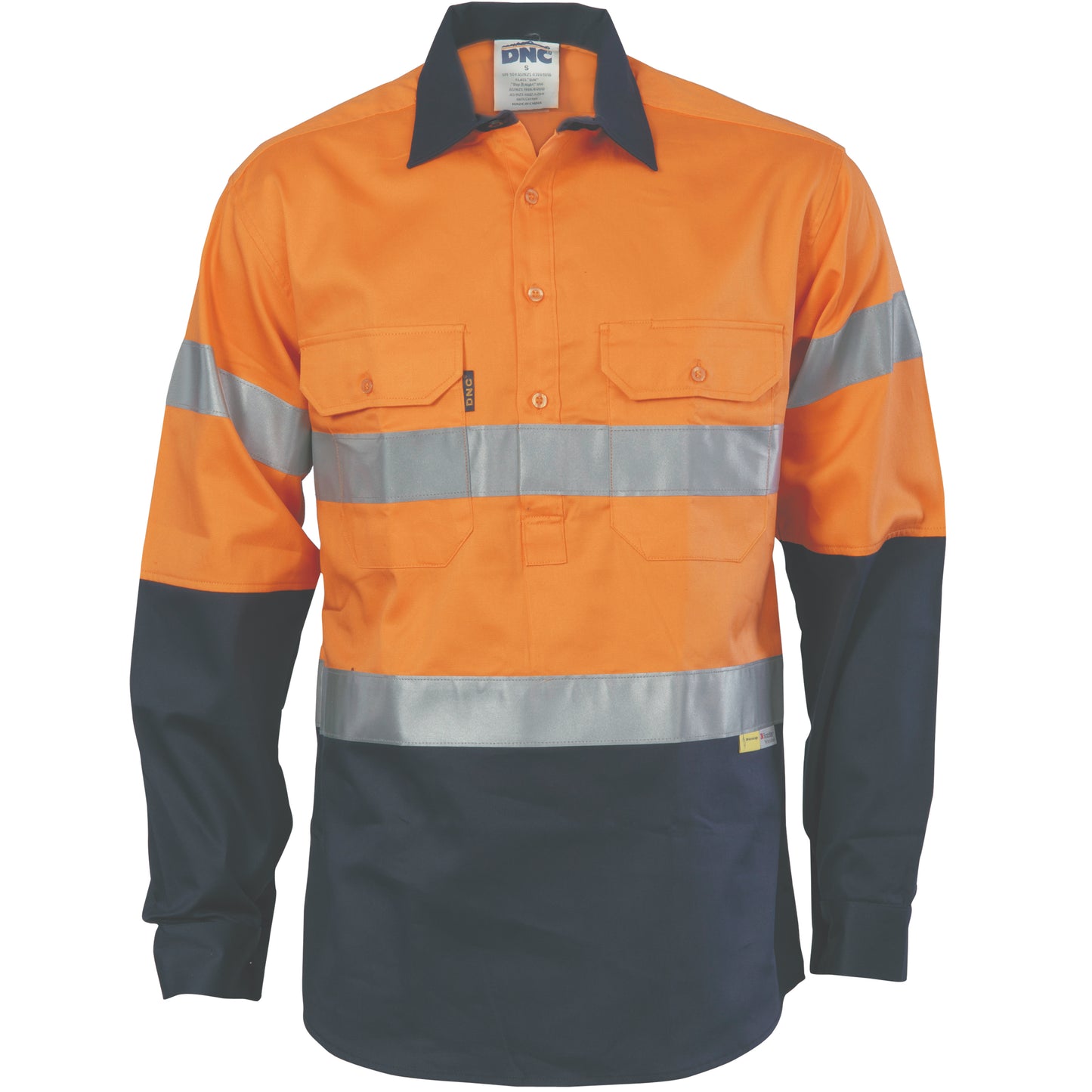 HiVis Cool-Breeze Close Front Cotton Shirt
with 3M R/Tape - Long sleeve