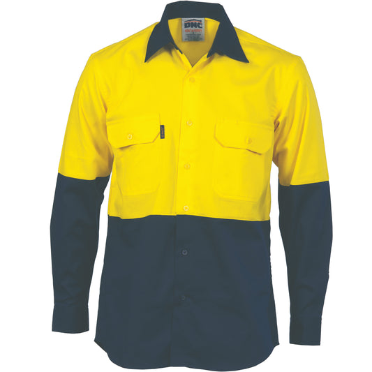 HiVis Two Tone Cotton Drill Vented Shirt -
Long Sleeve