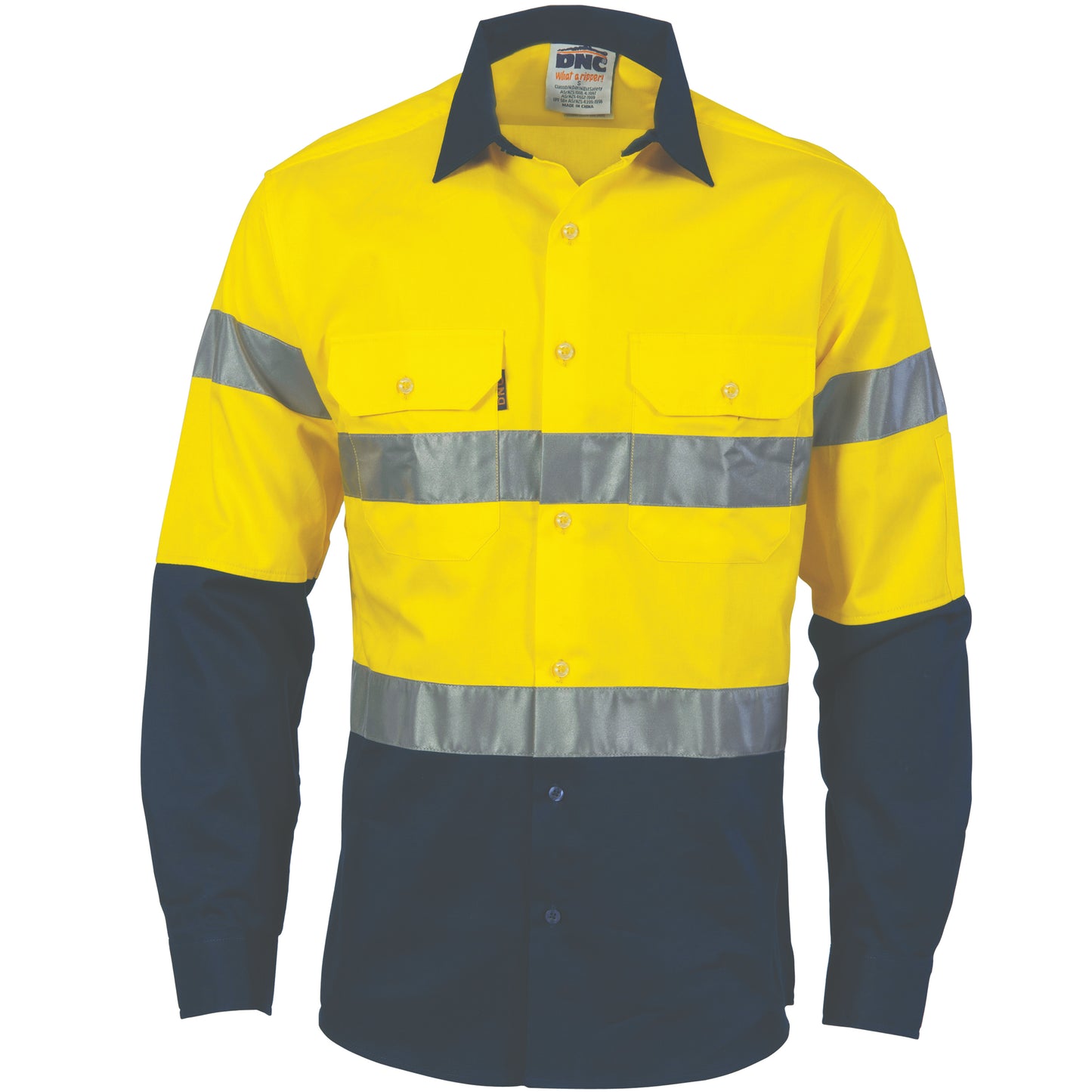 HiVis D/N 2 Tone Drill Shirt with Generic R/Tape -
long sleeve