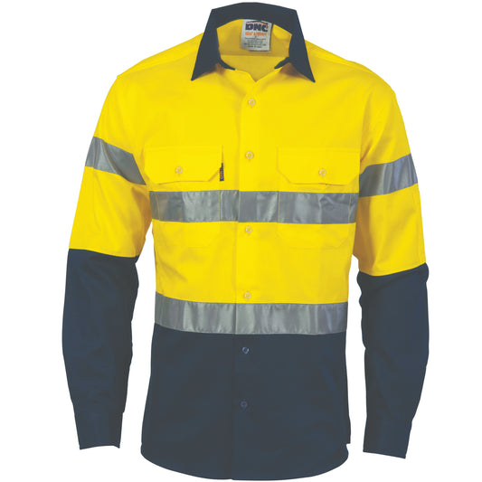 HiVis D/N 2 Tone Drill Shirt with Generic R/Tape -
long sleeve
